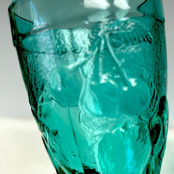 Vintage 1980s stamped France turquoise  stemmed set of 6 water goblets by Lumin… - Picture 3 of 8